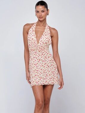 Hello Molly Floral Fiesta Halter Mini Dress Print NEW